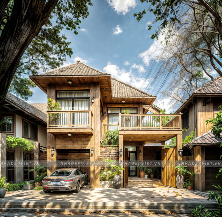 Biệt thự gỗ nghỉ dưỡng biển Vũng Tàu – mái dốc truyền thống cùng gỗ tự nhiên