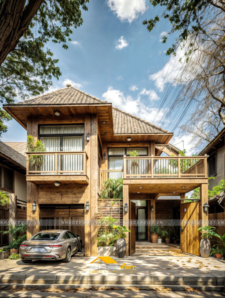 Biệt thự gỗ nghỉ dưỡng biển Vũng Tàu – mái dốc truyền thống cùng gỗ tự nhiên