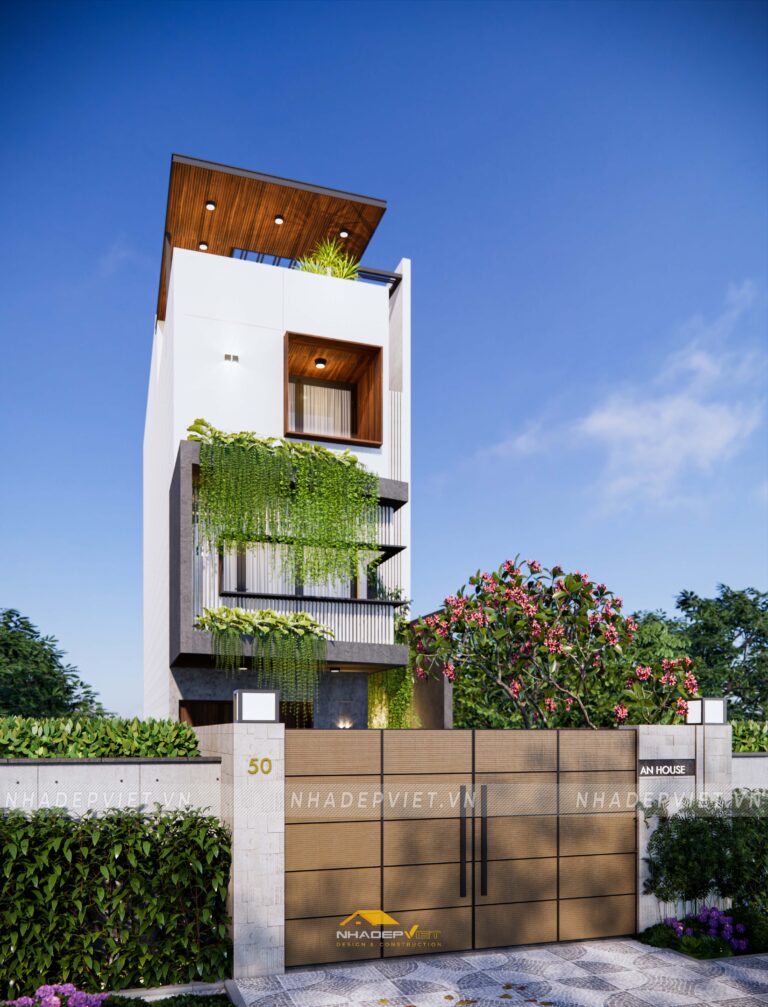 Mẫu nhà ống mặt tiền 6m độc đáo với khoảng thông tầng bên hông thông thoáng