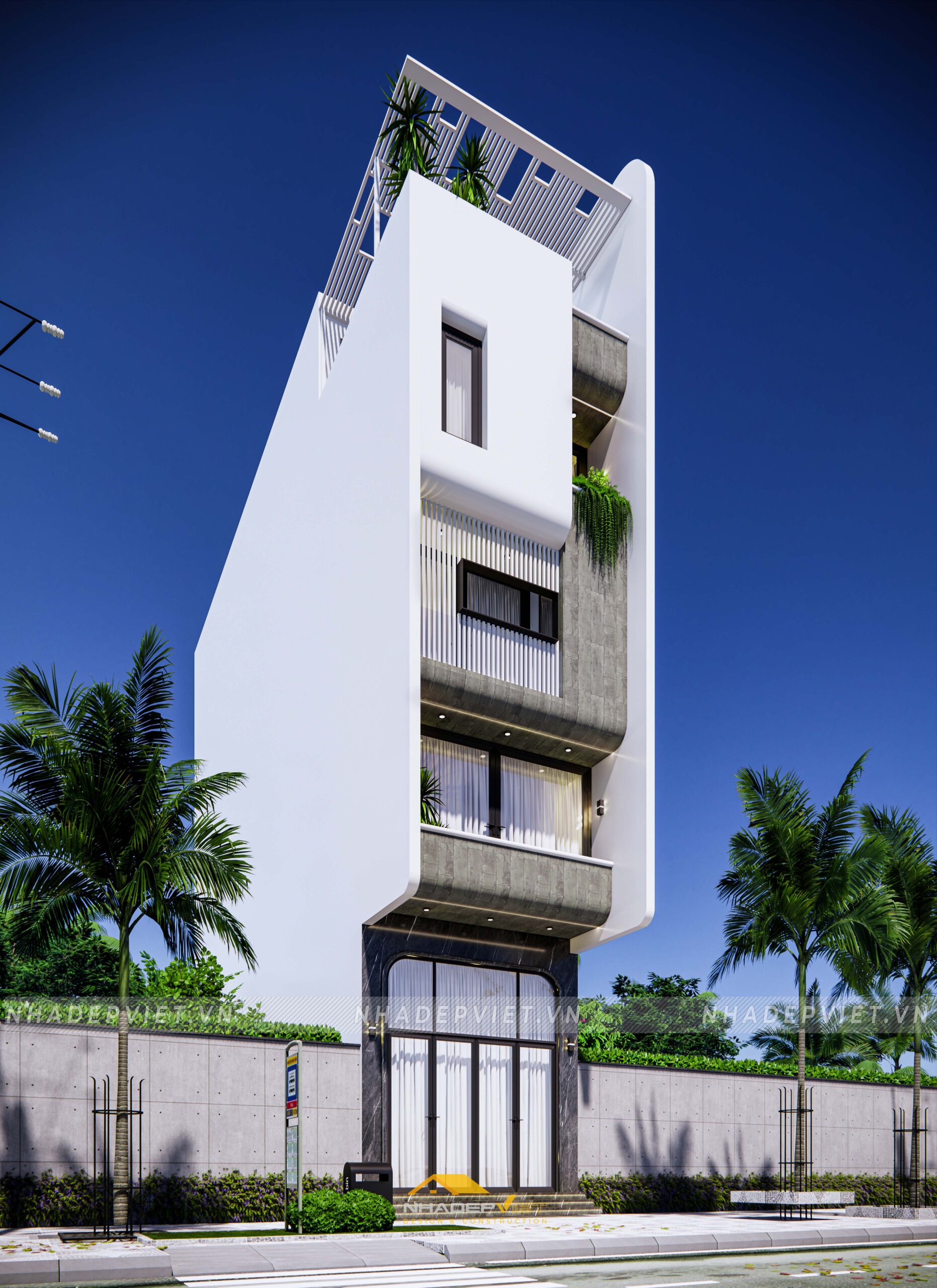 Thiết kế nhà phố đường nét cong tinh tế, hiện đại