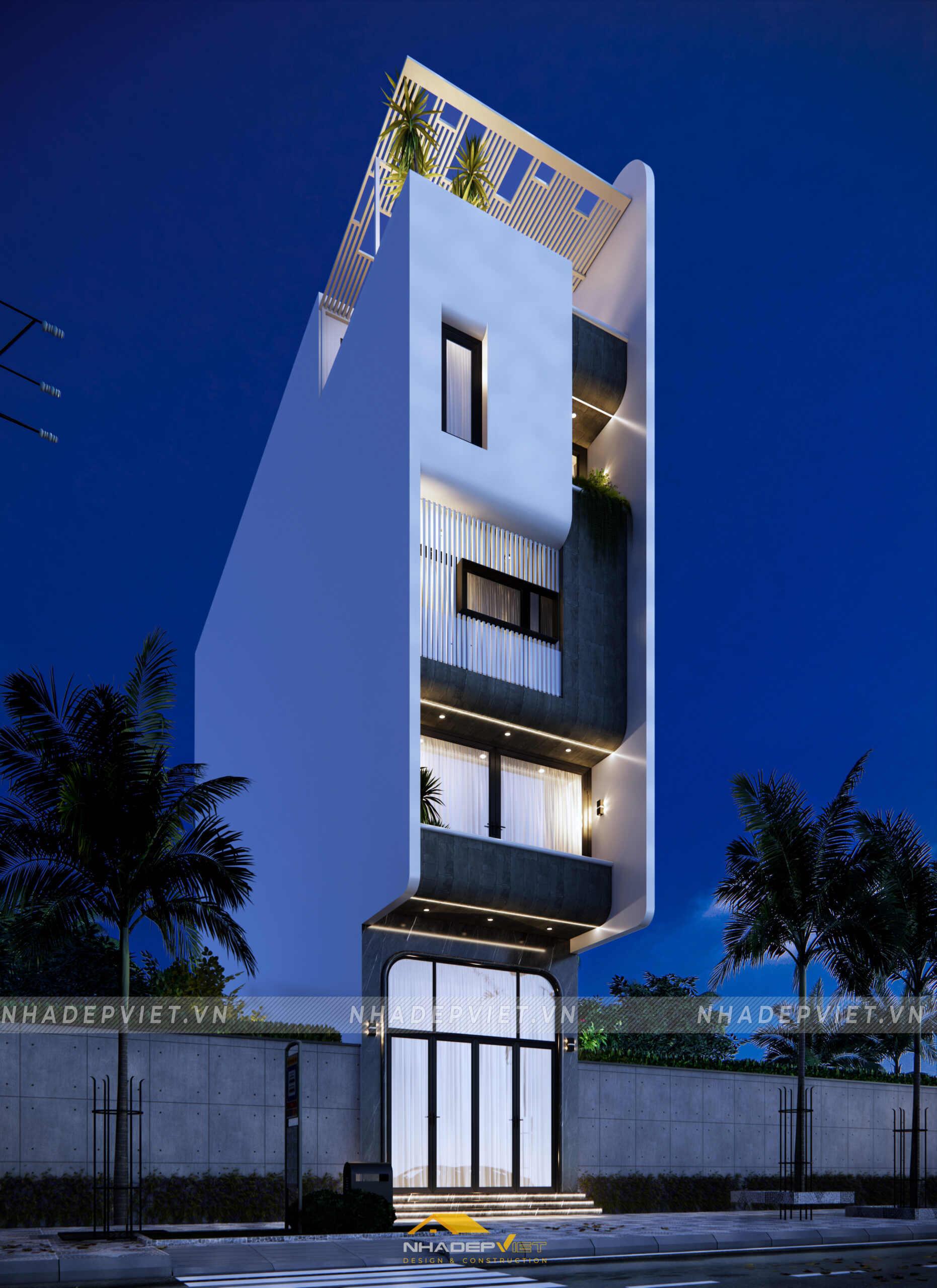 Thiết kế nhà phố đường nét cong tinh tế, hiện đại