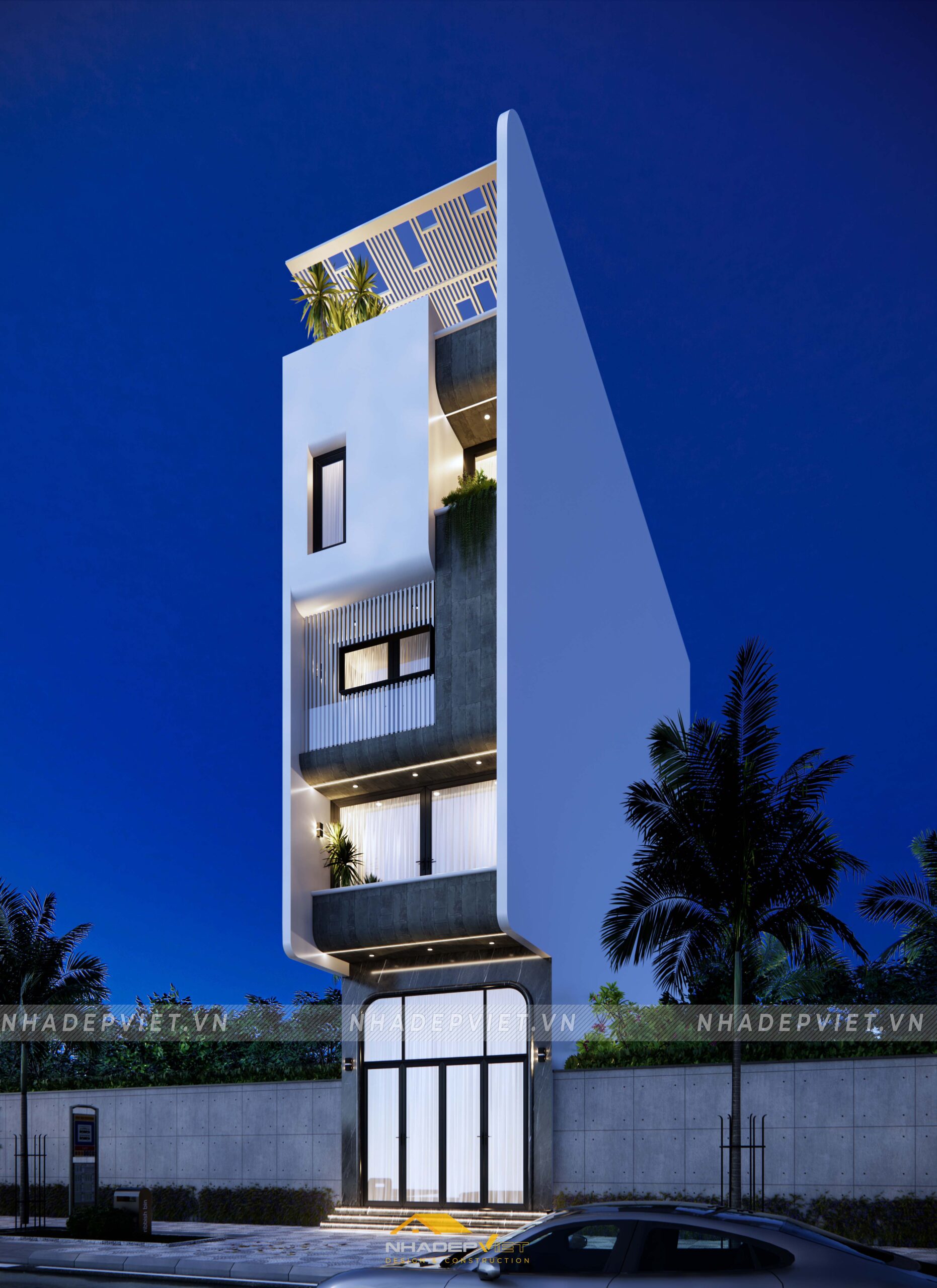 Thiết kế nhà phố đường nét cong tinh tế, hiện đại