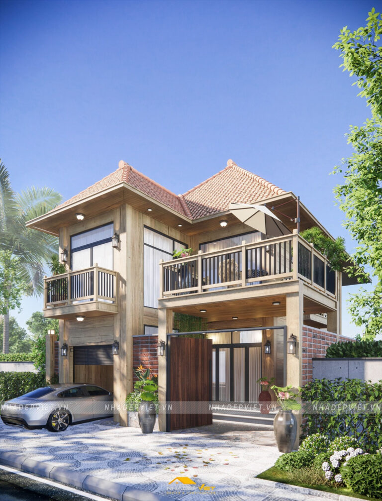 Biệt thự gỗ nghỉ dưỡng biển Vũng Tàu – mái dốc truyền thống cùng gỗ tự nhiên