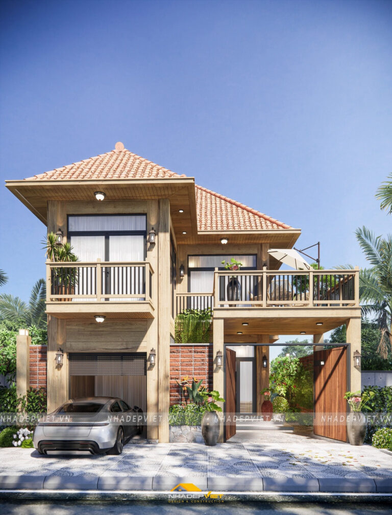 Biệt thự gỗ nghỉ dưỡng biển Vũng Tàu – mái dốc truyền thống cùng gỗ tự nhiên