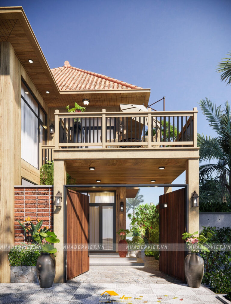 Biệt thự gỗ nghỉ dưỡng biển Vũng Tàu – mái dốc truyền thống cùng gỗ tự nhiên