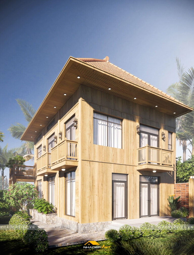 Biệt thự gỗ nghỉ dưỡng biển Vũng Tàu – mái dốc truyền thống cùng gỗ tự nhiên