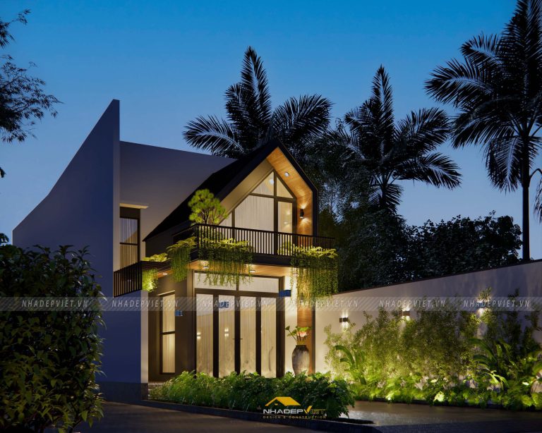 Nhà hiện đại mái chữ A đầy sức hút với thiết kế độc đáo và cảnh quan xanh mát