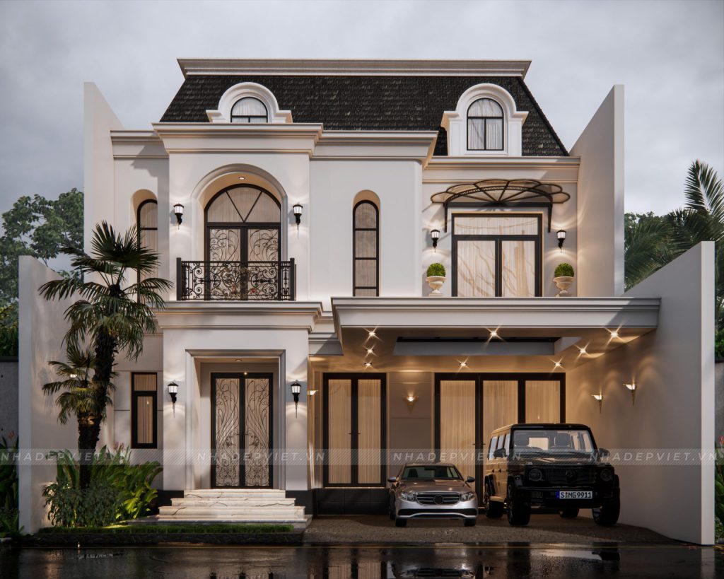 Thiết kế biệt thự tân cổ điển quý phái cùng hệ mái Mansard đặc trưng