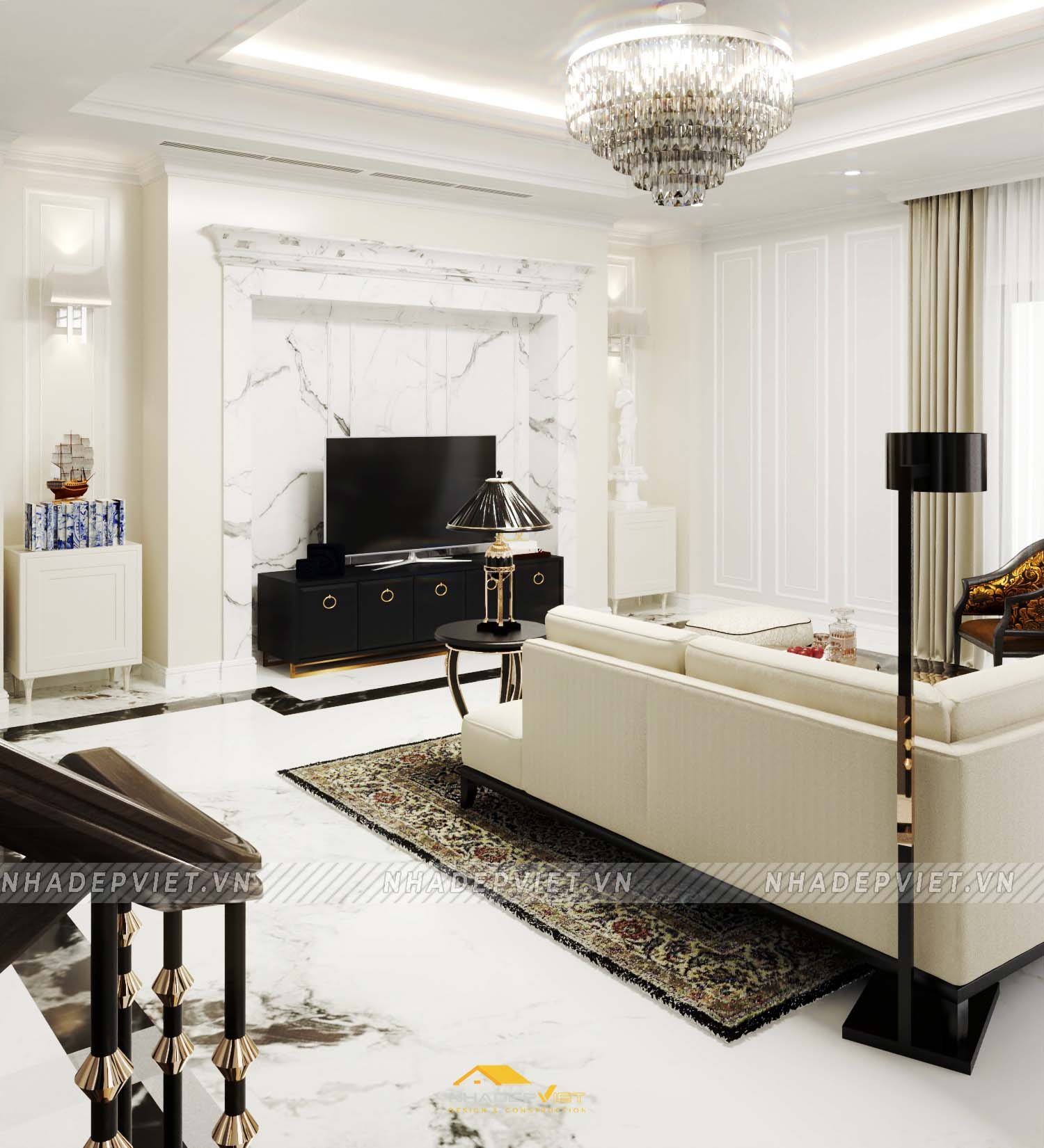 Nội thất Biệt thự Mr. Nam tân cổ điển nhẹ nhàng, đẳng cấp tinh tế