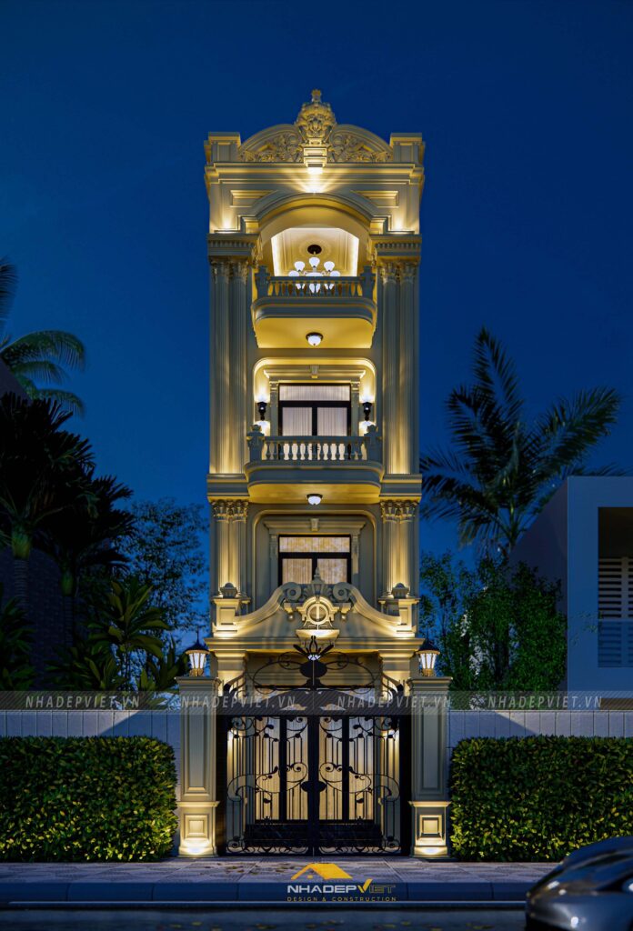 Mẫu thiết kế nhà phố 4x15m phong cách cổ điển xa hoa tráng lệ