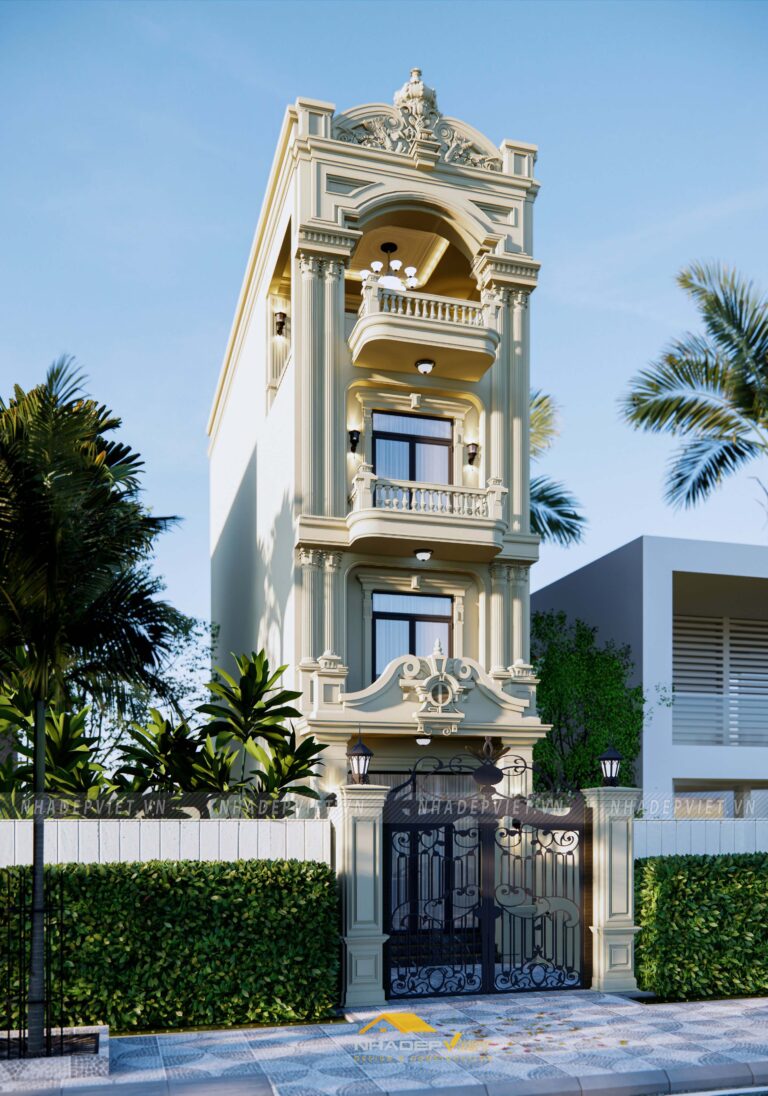 Mẫu thiết kế nhà phố 4x15m phong cách cổ điển xa hoa tráng lệ