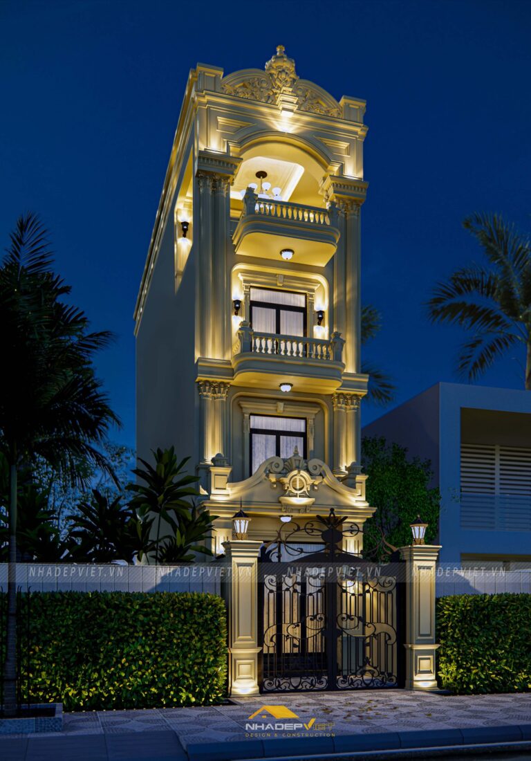 Mẫu thiết kế nhà phố 4x15m phong cách cổ điển xa hoa tráng lệ