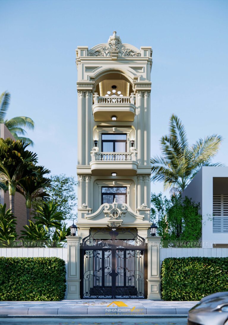 Mẫu thiết kế nhà phố 4x15m phong cách cổ điển xa hoa tráng lệ