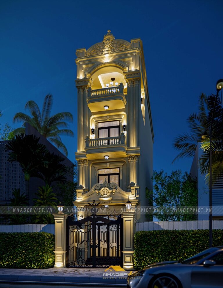 Mẫu thiết kế nhà phố 4x15m phong cách cổ điển xa hoa tráng lệ