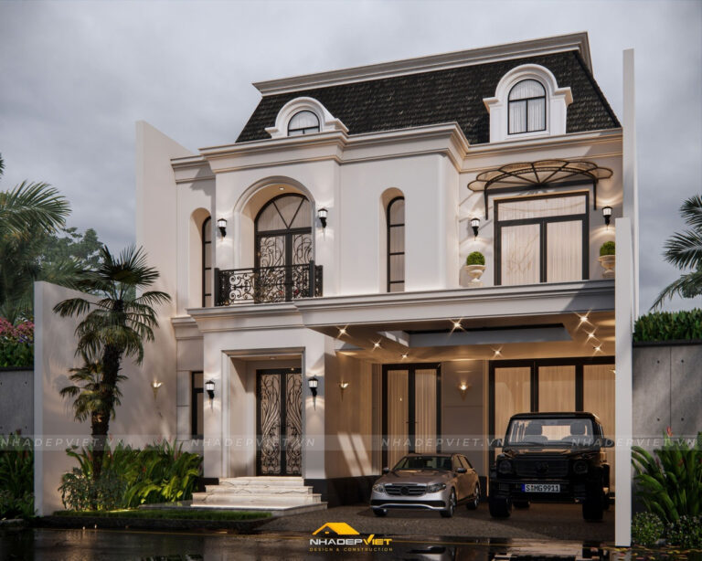 Thiết kế biệt thự tân cổ điển quý phái cùng hệ mái Mansard đặc trưng