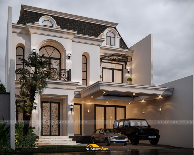 Thiết kế biệt thự tân cổ điển quý phái cùng hệ mái Mansard đặc trưng