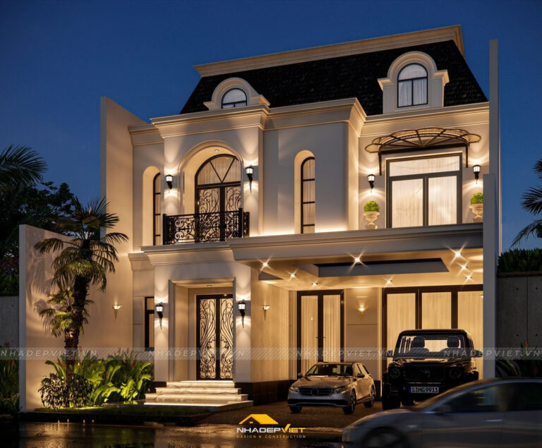 Thiết kế biệt thự tân cổ điển quý phái cùng hệ mái Mansard đặc trưng