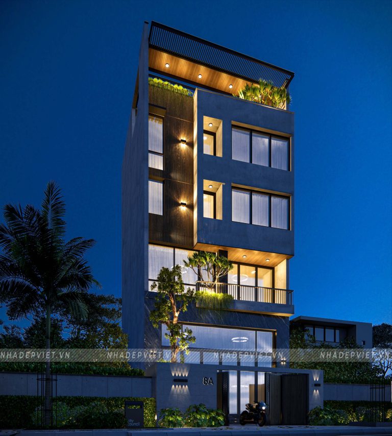 Nhà ống hiện đại đẳng cấp với thiết kế độc đáo và không gian “xanh” tối ưu