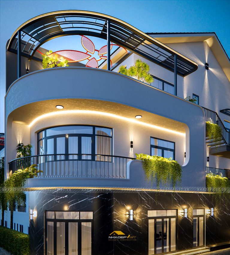Ấn tượng với kiến trúc nhà phố 3 tầng hiện đại & xanh mát