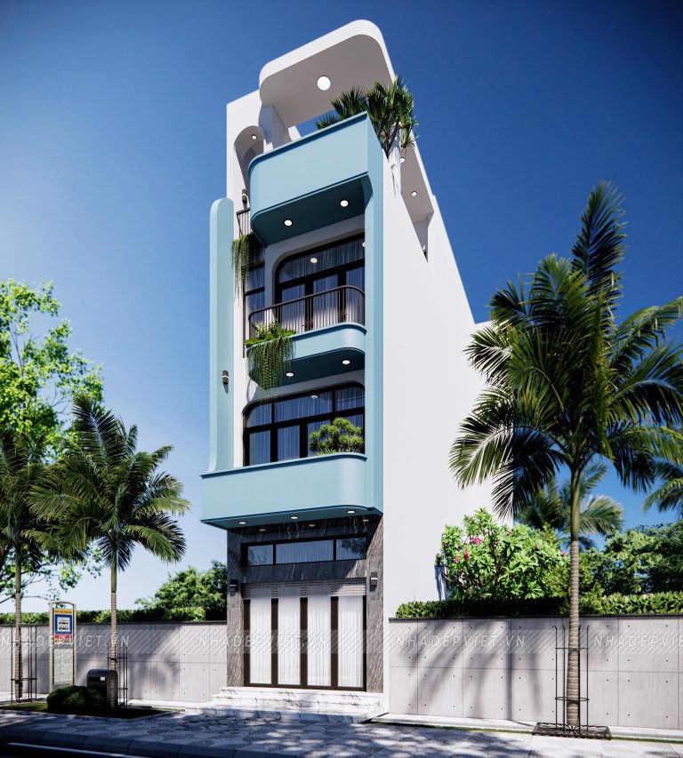 Đột phá thiết kế nhà ống hiện đại với điểm nhấn xanh pastel sang trọng