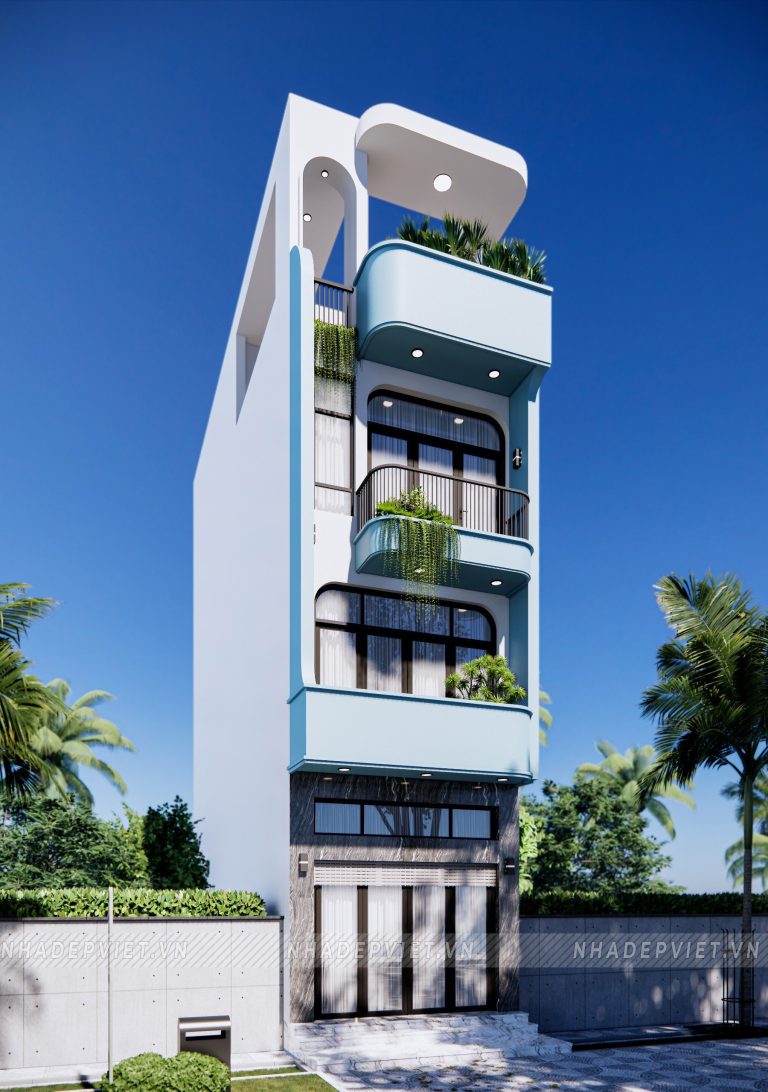 Đột phá thiết kế nhà ống hiện đại với điểm nhấn xanh pastel sang trọng