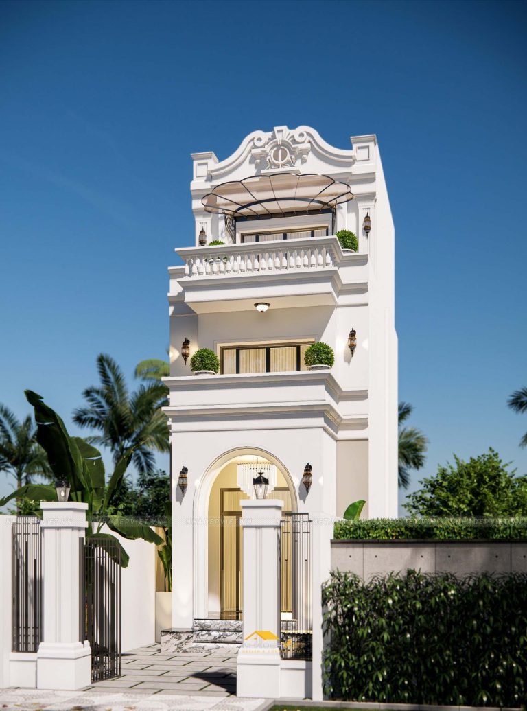 Nhà phố 2 tầng mặt tiền nhã nhặn với phong cách tân cổ điển