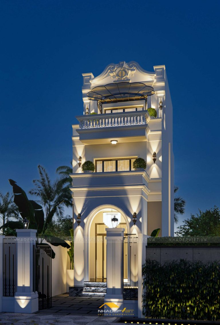 Nhà phố 2 tầng mặt tiền nhã nhặn với phong cách tân cổ điển