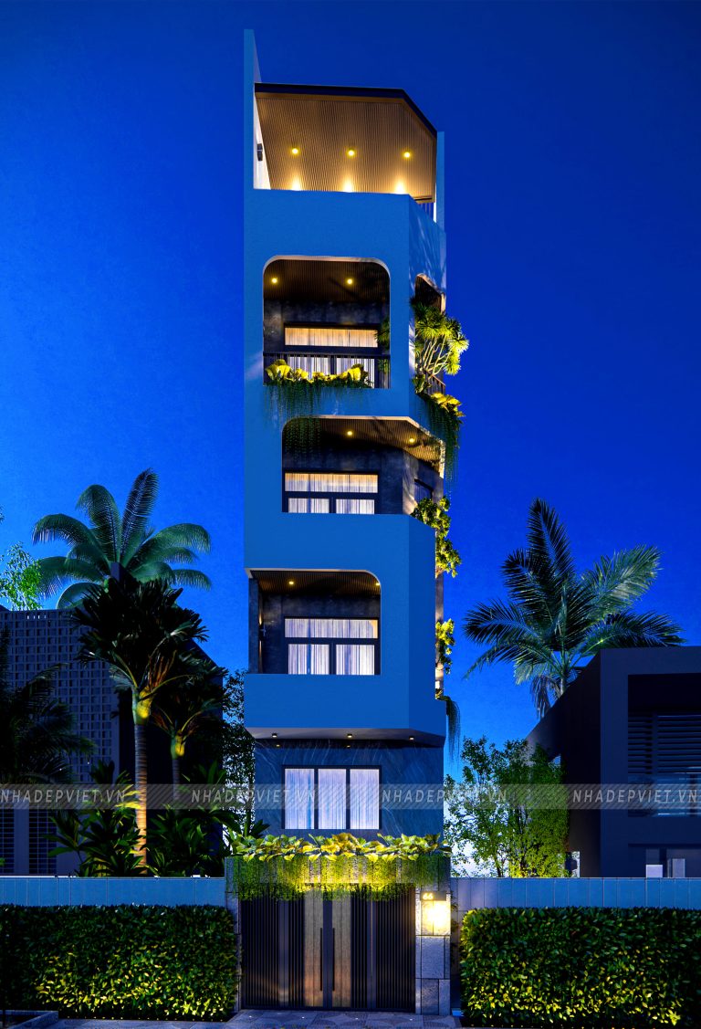 Khám phá mẫu nhà phố 5 tầng sang trọng, xanh mát giữa phố thị