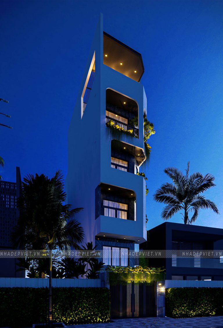 Khám phá mẫu nhà phố 5 tầng sang trọng, xanh mát giữa phố thị