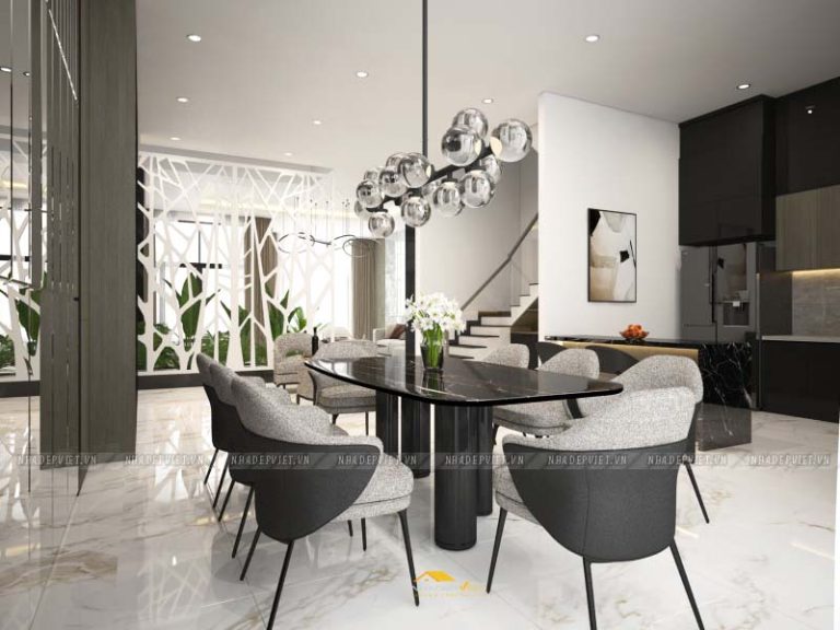 Thiết kế nội thất hiện đại, bản giao hưởng của gỗ, đá và kim loại