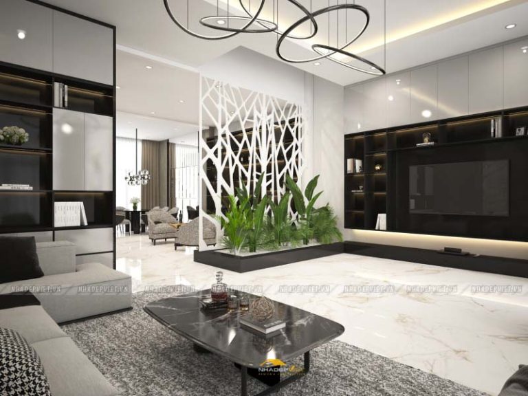 Thiết kế nội thất hiện đại, bản giao hưởng của gỗ, đá và kim loại