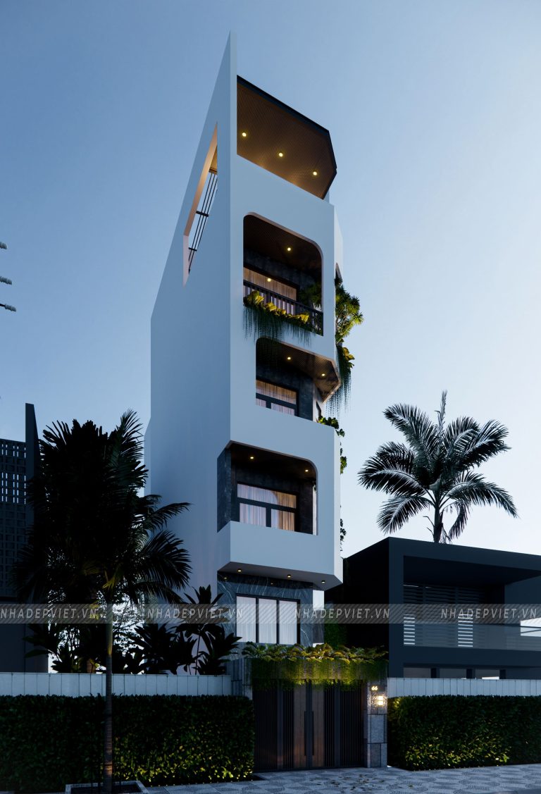 Khám phá mẫu nhà phố 5 tầng sang trọng, xanh mát giữa phố thị