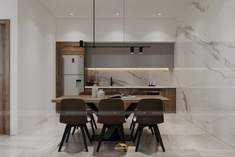 Không gian sống hiện đại nét giao thoa tinh tế giữa gỗ ấm và đá vân mây