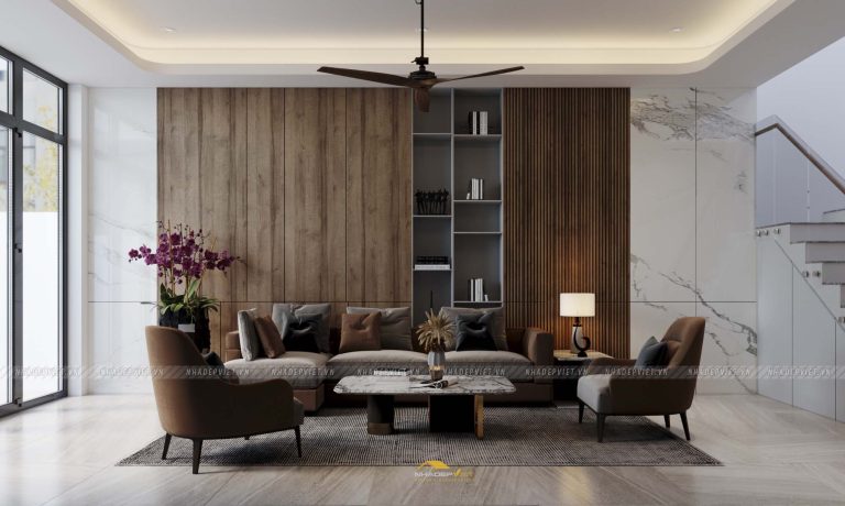 Không gian sống hiện đại nét giao thoa tinh tế giữa gỗ ấm và đá vân mây