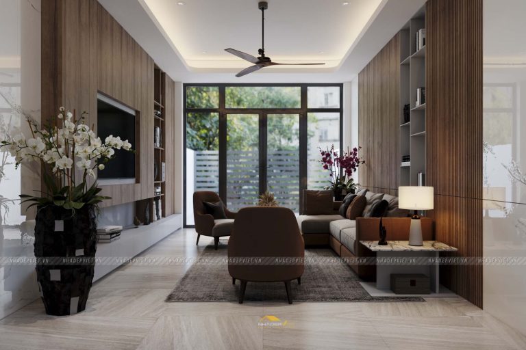 Không gian sống hiện đại nét giao thoa tinh tế giữa gỗ ấm và đá vân mây