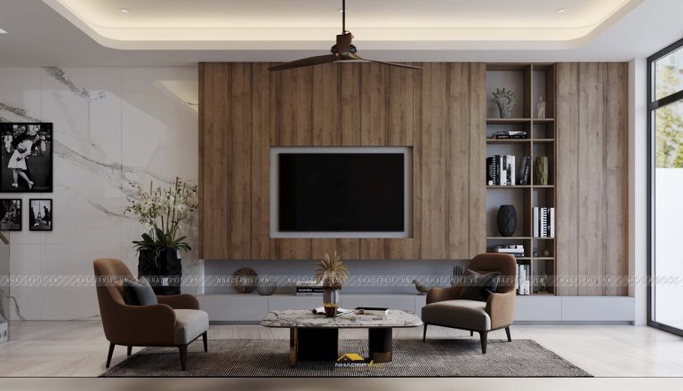 Không gian sống hiện đại nét giao thoa tinh tế giữa gỗ ấm và đá vân mây