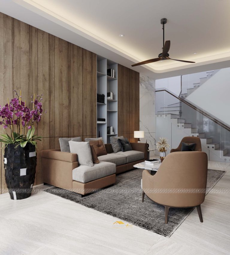 Không gian sống hiện đại nét giao thoa tinh tế giữa gỗ ấm và đá vân mây