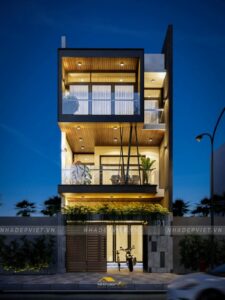 5 Mẫu Nhà Phố Đẹp Phong Cách Hiện Đại Mặt Tiền 6 Mét Nhà phố hiện đại cao cấp mặt tiền 6 mét nhiều kính