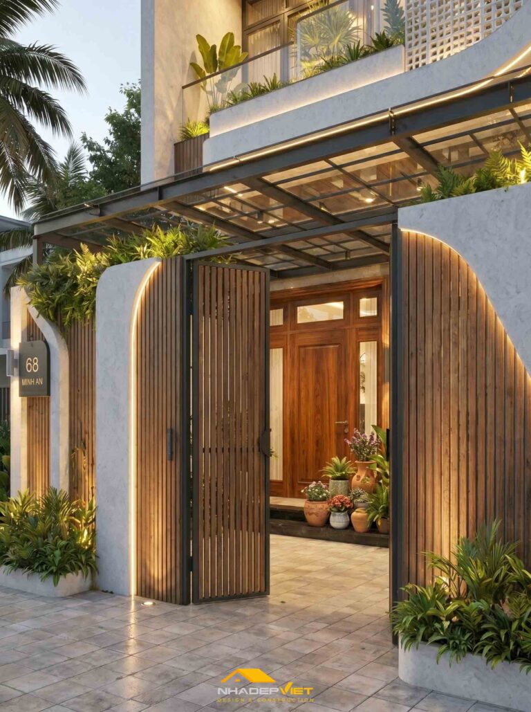 Nhà phố hiện đại 5x22m – Không gian sống xanh với đường cong kiến trúc ấn tượng