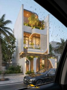 Nhà phố hiện đại 5x22m – Không gian sống xanh với đường cong kiến trúc ấn tượng Nha pho hien dai 5x22m khong gian song xanh voi duong cong kien truc an tuong 8 224x300
