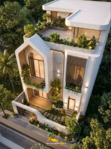 Nhà phố hiện đại 8x25m – Kiến trúc mềm mại với những đường cong đầy cá tính Nha pho hien dai 8x25m kien truc mem mai voi nhung duong cong day ca tinh 2 224x300